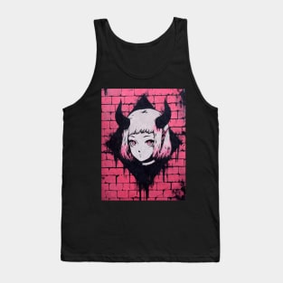 Kawaii Aesthetic Pink Satanic Anime Goth Girl Graffiti Art Style Tank Top